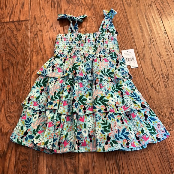 Smocked Floral Print Sundress | Multi/Aqua - Picture 4 of 6